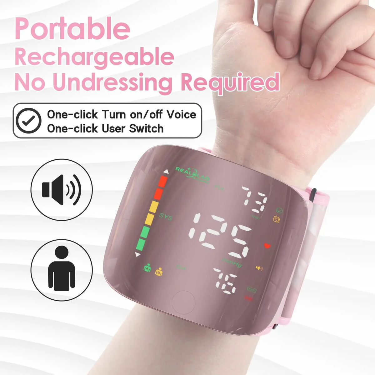 Ziqing Wrist BP Monitor, Type-C LED Display