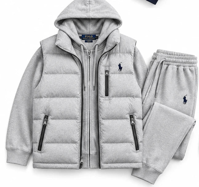 Men's Heritage  3-Piece Hooded Tracksuit Set with Puffer Vest