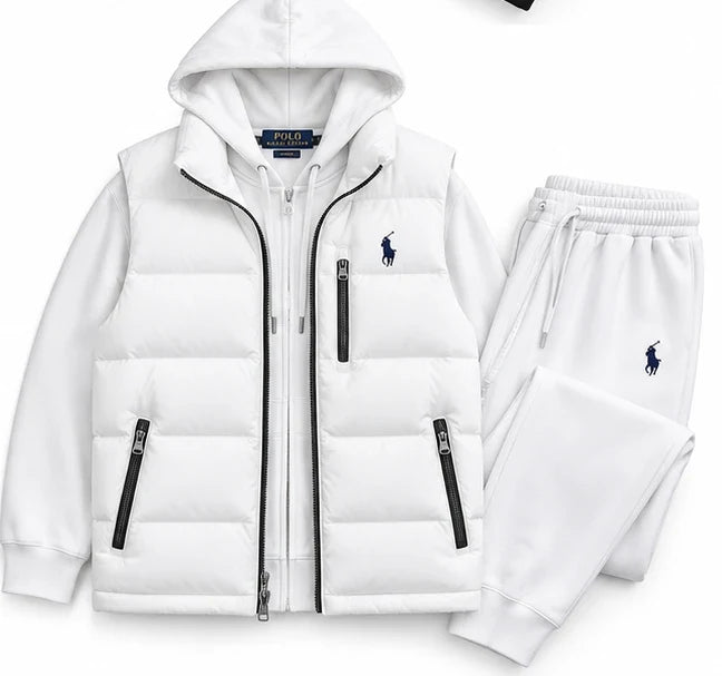 Men's Heritage  3-Piece Hooded Tracksuit Set with Puffer Vest