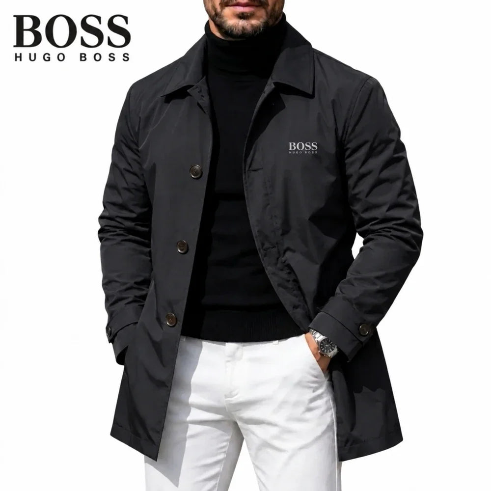 Mens Button Front Collared Coat