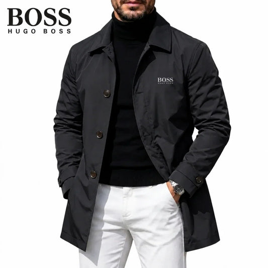 Mens Button Front Collared Coat